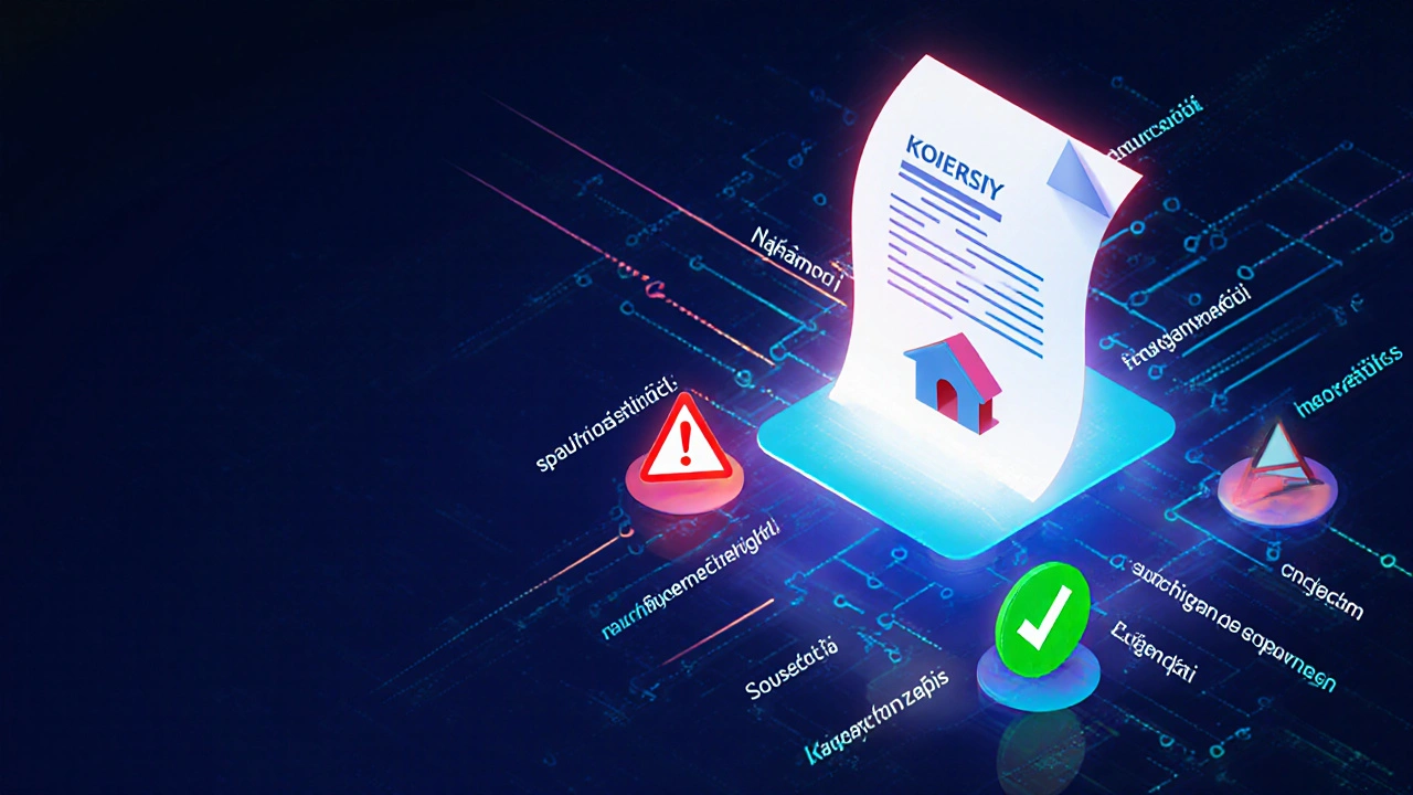 Digitální grafika s právním dokumentem a varováním o nezapsaném předkupním právu.