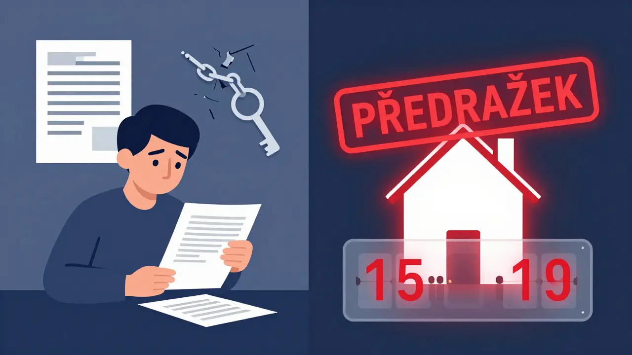 Konceptuální obrázek předražku a dražební jistoty s časovým limitem 15 dní.