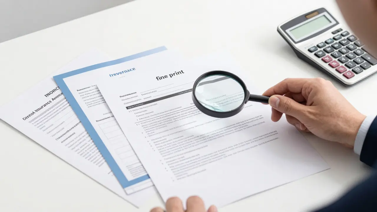 Detail smlouvy o pojištění s lupou pro kontrolu podmínek.