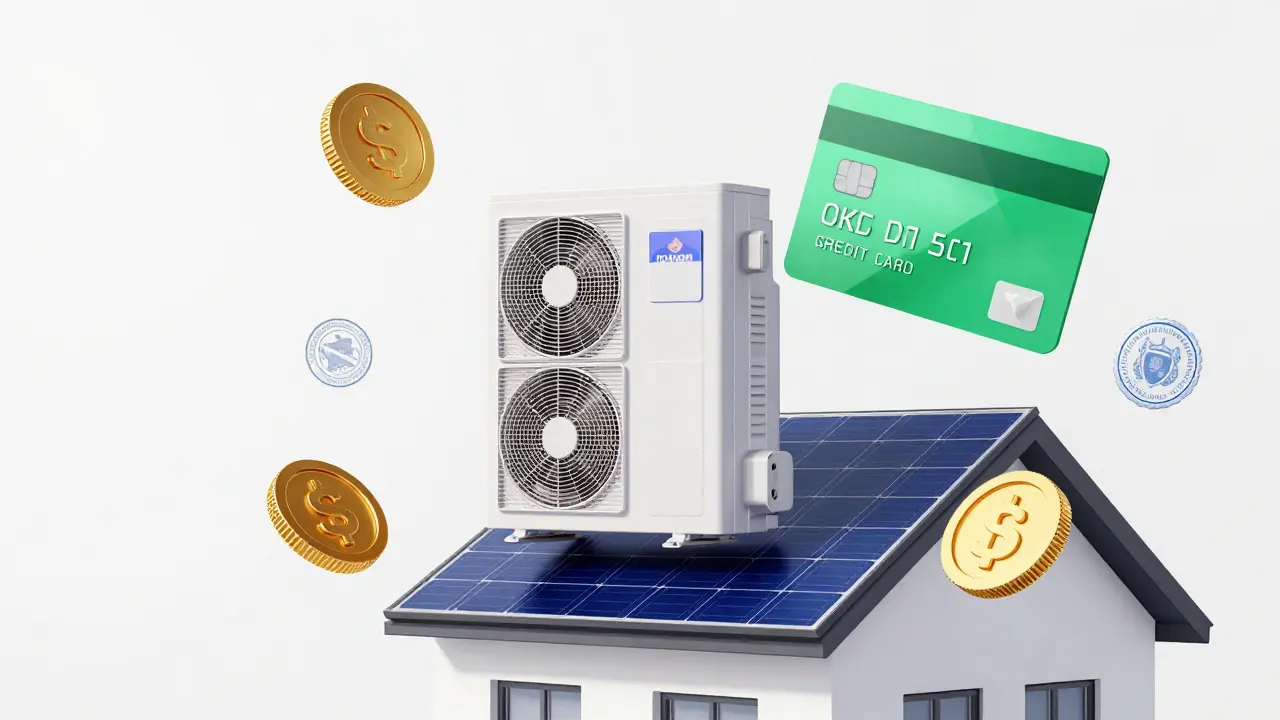 Konceptuální znázornění kombinace dotací a zelených úvěrů pro tepelné čerpadlo.