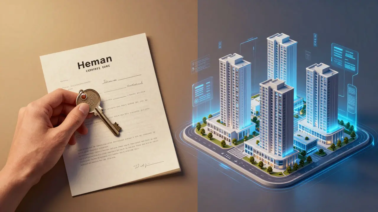 Kontrast mezi tradičním pronájmem od soukromníků a moderními institucionálními centry.