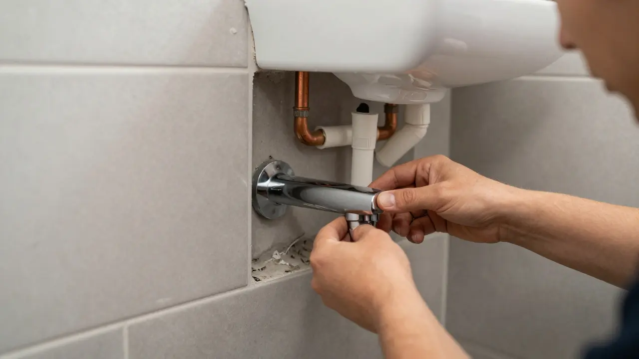 Detail instalace armatur a obkladů při rekonstrukci
