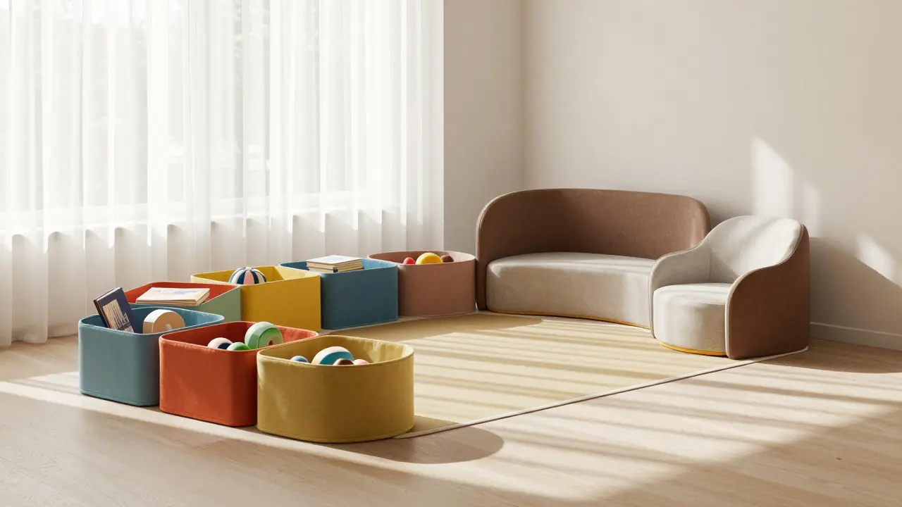 Flexibilní úložné boxy a čtecí koutek pro rostoucí dítě