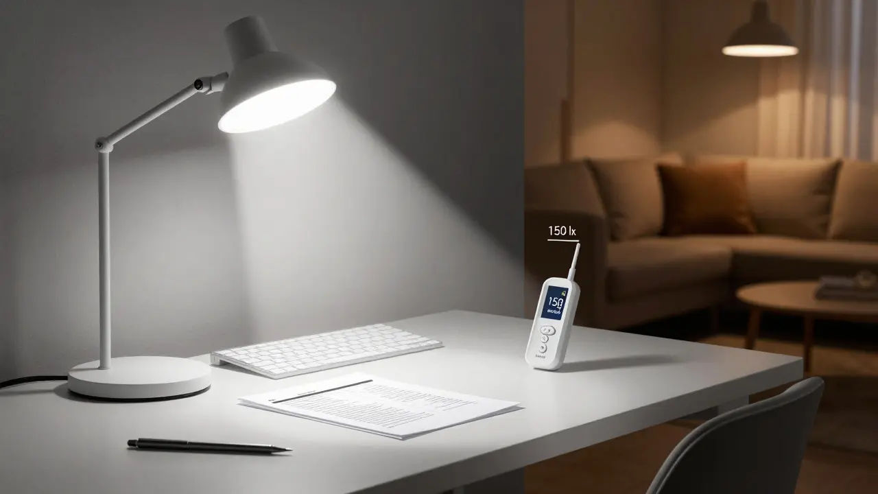 Ergonomické osvětlení pracovního stolu ve srovnání s relaxační zónou