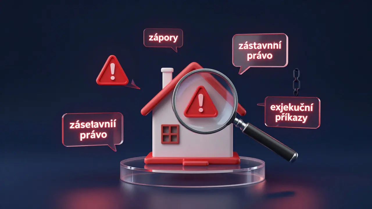 Konceptuální ilustrace rizik jako zápory u nemovitosti