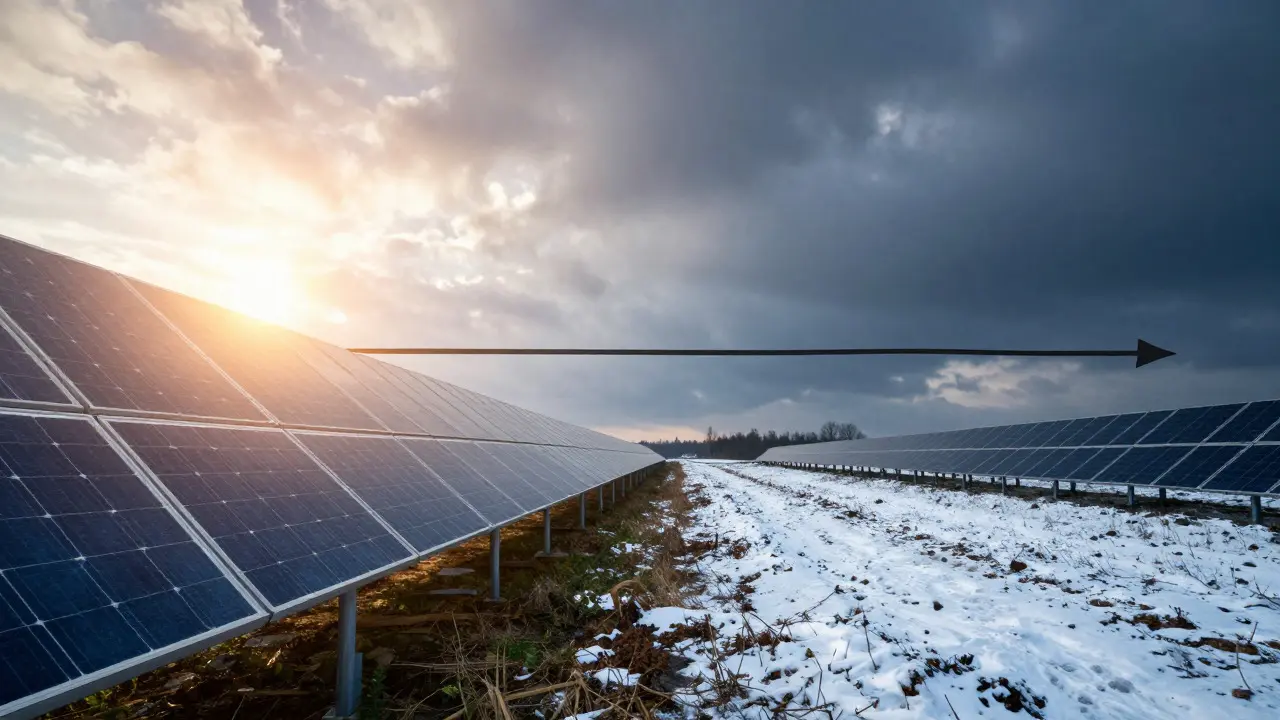 Koncept sezónních rozdílů ve výrobě energie z fotovoltaiky