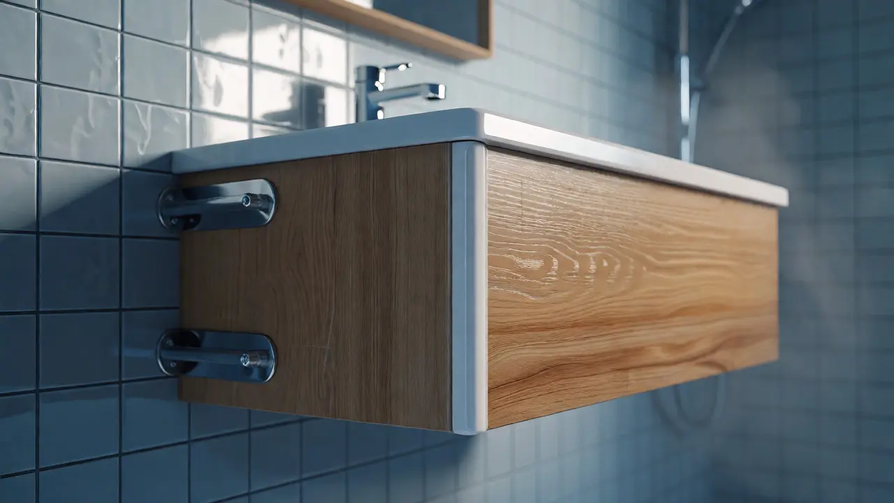 Detail koupelnové skřínky z odolného HPL materiálu proti vlhkosti