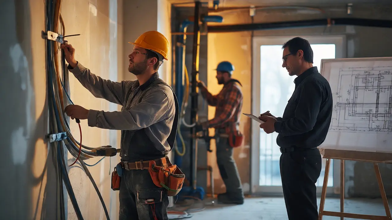Koordinace elektrikáře a instalatéra pod dohledem architekta